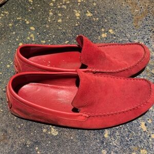 Gucci Men's Vibrant Red Suede Slip-Ons